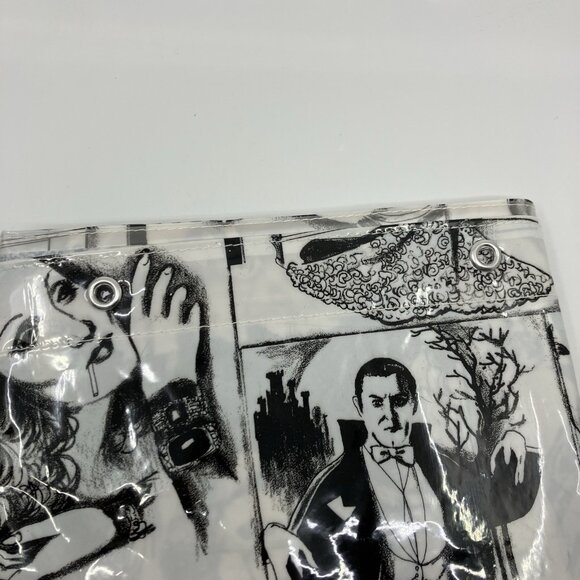 Deadstock Decor Accord Vinyl Shower Curtain Hollywood Stars Black & White Vtg - Picture 8 of 10